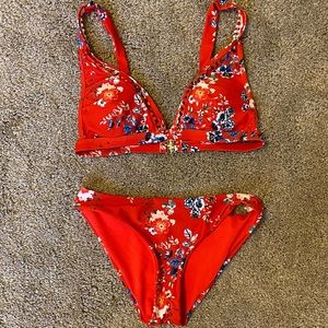 SHEIN Red Floral Bikini